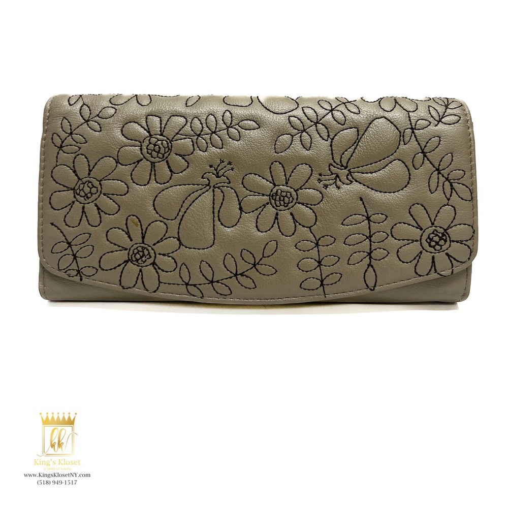 Shilla cream leather long wallet